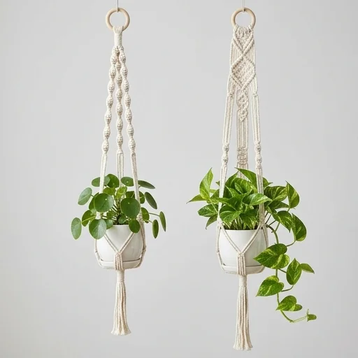 Mkono Macrame Plant Hanger Planter Set