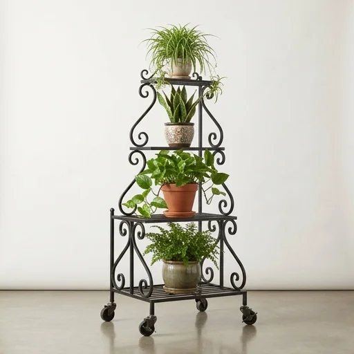 H Potter Metal Plant Stand with Wheels