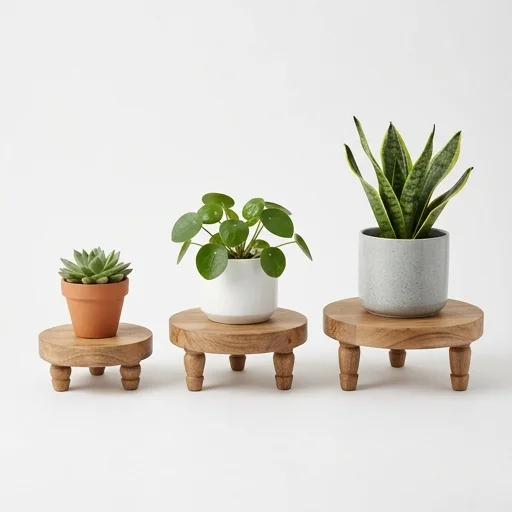 Mkono Wood Plant Stand Riser Set